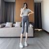 Qualidade Calças Shark Estritas Femininas Verão Finas Cropped Cintura Alta Leggings Estampa Roupa Exterior Yoga Modeladora Barriga Quadril