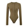 Mono Sexy de Otoño de Estilo Europeo y Americano con Cuello Redondo Ajustado de Manga Larga con Camiseta Mono de Mujer