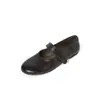 Sapatos Mary Jane de couro lavado de alta qualidade com fecho de velcro, outono 2026 sapatos femininos confortáveis de couro genuíno com bico redondo baixo