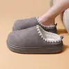 Pantuflas de Algodón con Cordones Cruzados y Forro Polar Añadido, Zapatos de Algodón Gruesos y Cálidos, Nuevo Estilo Otoño e Invierno, Comercio Exterior, Zapatos Casuales de Suela Gruesa para Mujer, Pantuflas de Algodón