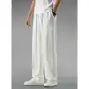 Pantalones Casuales de Lino para Hombre Otoño Lujo Ligero Estilo Chino Pantalones Largos de Algodón Lino Holgados Talla Grande Pantalones de Pierna Recta Hombre Negro Blanco