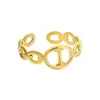 Anillo de Acero de Titanio con Inicial Mayúscula Simple Transfronterizo Europeo y Americano Chapado en Oro de 18 Quilates Calado Dorado Anillo Vivo para Mujeres Venta al por Mayor