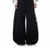 Calça de Moletom Vintage com Estampa de Letras Góticas e Cimitarra para Homens e Mulheres Dança de Rua Esportes Solta Casual Calça de Pernas Largas