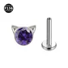 F136 Liga de Titânio Dente Interno Garra de Gato Incrustada com Zircônia Opala Brinco para Lábio Unha Orelha Osso da Orelha Piercing Joia 0.9 Dentes