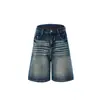 Shorts Jeans Rasgado com Design Retrô Americano Lavado para Homens e Mulheres Reto Solto de Verão Bermuda Desgastada Marca Tendência