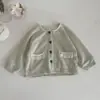 Estilo INS Coleção Outono Bolso com Orelha de Coelho Fofa Jaqueta de Camada Dupla Top de Botão Único para Meninas
