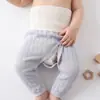 Calça longa de algodão puro para bebê, cintura alta, protege a barriga, adequada para bebês e crianças pequenas, calça longa de base para outono, calça de cintura alta grau A para bebês e crianças pequenas