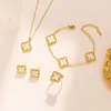 Novo Conjunto Coreano Japonês Flor de Lis com Diamantes Melhores Amigos Moda Estilo Levemente Luxuoso Conjunto de Quatro Peças Venda Quente Transfronteiriça Joias Atacado