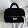 Bolsa de Cosméticos de Inverno em Lã de Cordeiro, Bonita e Elegante, Bolsa de Armazenamento de Cosméticos Portátil de Grande Capacidade, Armazenamento Portátil