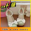 Zapatos de Niña para Primavera y Verano 2025 con Lazo y Perlas, Punta Redonda, Tacón Medio, Boca Baja, con Cheongsam de la Dinastía Han, Zapatos Mary Jane para Mujer