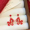 Pendientes de Diamante Rojo Año del Zodiaco Caballo Diseño de Nicho Pendientes de Animales Gota de Aceite Roja Temperamento de Lujo Ligero Pendientes de Alta Gama