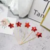 Decoración de Pastel para Hornear Cumpleaños Estrella Roja de Cinco Puntas Amor Fiesta Postre Inserto Corona Reflectante PU Enchufe