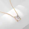 Colar Cubo de Açúcar Pequeno em Aço Inoxidável 316 Pingente Único de Zircônia em Aço Titânio Corrente para Clavícula Minimalista de Luxo Leve Brilho Micro