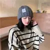 Gorro Japonés de Estudiante de Color Sólido para Niños de Otoño e Invierno Lana de Punto Grueso de Alto Valor Gorro Frío Holgado para Cabeza Grande