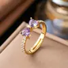 Anillo de Zirconia Micropavimentada Nuevo Transfronterizo Celebridad de Internet para Mujer, Anillo de Dedo Índice de Lujo Ligero de Moda de Gama Alta para Mujer con Apertura Ajustable