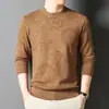 Suéter de Punto Nuevo Estilo Otoño e Invierno 2024 para Hombre Cuello Redondo Jacquard Estilo Coreano Marca de Tendencia Manga Larga Casual Camiseta Base Superior para Hombre