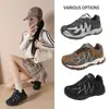 Estilo Coreano Novo Estampa de Leopardo Tênis Pai Mulher 2026 Outono Estudante Esportes Tênis de Corrida Sapatos Casuais Sola Grossa LDK0023