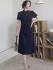 [En Stock] Vestido de Verano para Mujer Tallas Grandes Estilo Chino Nuevo Simple Elegante Modificado Retro Adelgazante