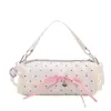 Nova Bolsa de Ombro com Laço e Bolinhas Estilo Coreano Moda Simples Versátil Bolsa de Mão Bolsa Pai-Filho Design de Nicho Bolsa Transversal