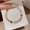 Pulsera Redonda de Zirconia Chapada en Oro Real de 18 Quilates, Pulsera de Lujo Ligero de Nicho de Gama Alta, Moderna y Versátil, Joyería Elegante para la Mano para Mujeres