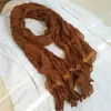Nuevo Pañuelo de Algodón y Lino 2026 para Mujer, Bufanda de Seda Artística de Color Sólido Delgada de Verano, Bufanda de Cuello Versátil Fruncida, Chal de Protección Solar para Viaje