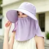 Chapéu de Sol com Aba Larga, Xale de Seda Gelada, Chapéu de Pescador, Véu de Proteção UV para Exterior, Chapéu de Colher Chá, Chapéu de Sol de Seda Gelada