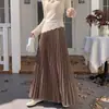 Falda midi plisada para mujer para otoño de 2026, adecuada para tipo de cuerpo pera, cubre las caderas, estiliza, con una caída fluida, dobladillo amplio, falda larga plisada de línea A, versátil