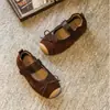 Zapatos de Princesa para Niñas 2026 Otoño Nuevo Estilo Bosque Vintage Moño Piel Ante Poco Profundos Zapatos para Niños Suela Suave