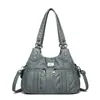 Transfronteiriço 2025 Nova Exportação Couro Lavado Bolsa Feminina Bolsa Tote High-End Ombro Único Transversal Grande Capacidade Bolsa de Mãe