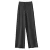 Calças de Lã 100% de Pernas Largas Outono e Inverno Femininas 2022 Nova Cintura Jacquard Calças de Chão Caimento Nuvens Calças Retas de Tricô