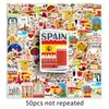 50 pegatinas españolas España escénicas al aire libre graffiti DIY decoración impermeable diario cuenta a mano pegatinas