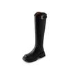 Bloggers Wear ~ Botas de caballero rectas de piel de vaca con tacón medio grueso y hebilla de metal, suela gruesa, invierno 2024