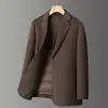 Traje de lana 100% para hombre de otoño e invierno, chaqueta acolchada casual de negocios de longitud media con forro extraíble, abrigo de lana reversible