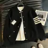 Suéter de punto a rayas de cuatro barras para hombre, suéter cárdigan de cuello redondo para pareja, estilo old money, otoño e invierno, venta al por mayor de fábrica transfronteriza