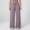 Pantalones largos de forro polar cepillado transfronterizos, pantalones casuales holgados de pierna ancha para mujer, pantalones largos elásticos con cordón para deportes al aire libre y fitness al por mayor