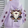 Sudadera con Estampado de Vaca Transfronterizo, Sudadera Casual de Manga Larga con Bolsillo en la Cintura, Ropa para Mujer Talla Europea Negra