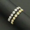 Pulsera de cadena cubana de flor de ciruelo con diamantes completos para hombres y mujeres hipster dominantes hiphop europea y americana hip hop rap pulsera