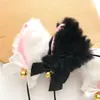Set de 2 Diademas de Orejas de Gato para Mujer, Pinzas para el Cabello Lindas y Divertidas, Collares con Cascabeles, Cadenas para la Clavícula, Accesorios de Cabeza de Conejo