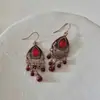 Pendientes de Borla con Patrón Retro de Gota de Agua Transfronterizos Estilo Palacio Ganchos Versátiles Estilo Nicho Lujo Ligero Pendientes de Alta Gama