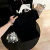 Tricô de Manga Curta com Gola Redonda para Primavera com Renda Vazada, Estilo Soft Girl, Emagrecedor e Versátil