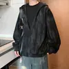 Sudadera con capucha retro americana fresca de otoño para hombre, imitación de dos piezas para adolescentes, sudadera informal tie-dye