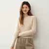Suéter Feminino Kangsai Ni de Tricô Grossa 100% Caxemira Pura Gola Redonda Pulôver 2026 Novo Outono/Inverno Camada Base de Tricô