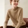 Camiseta Base de Cachemira Tejida con Cuello Medio Alto en V Grande para Mujer, Manga Larga, Cálida y Gruesa