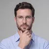 Gafas de prescripción ultraligeras de titanio puro de lujo ligero para hombre, montura plateada, montura de titanio de negocios LEX, gafas de montura cuadrada retro