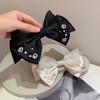 Muy Hada y hermoso pasador de lazo pequeño industria pesada cosido a mano perla fresco temperamento elegante accesorios para el cabello parte posterior de la cabeza