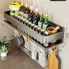 Rack de armazenamento de cozinha caixa de tempero de armazenamento de cozinha sem soco suporte de faca de aço inoxidável multicamadas de óleo, sal, molho e vinagre rack de armazenamento de lote