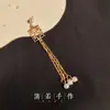 Boda china DIY accesorios hechos a mano abanico feliz de la novia estilo antiguo abanico redondo decoración colgante borla material taza de té