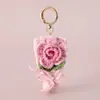 Llavero de Flor de Ganchillo Hecha a Mano Guofeng de 25 Años Hilo Xuefei Segunda Temporada Colgante de Flor de Ganchillo Rosa