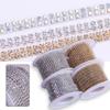 Cadena de garra colorida hecha a mano doble fila base dorada y plateada metal galvanizado cadena de garra de pedrería accesorios para ropa vestido DIY garra diamante