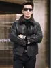 Nuevo abrigo de piel de visón Haining, chaqueta de cuero genuino para hombre, piel de oveja, estilo visón de invierno, con solapa y forro relleno de plumón
